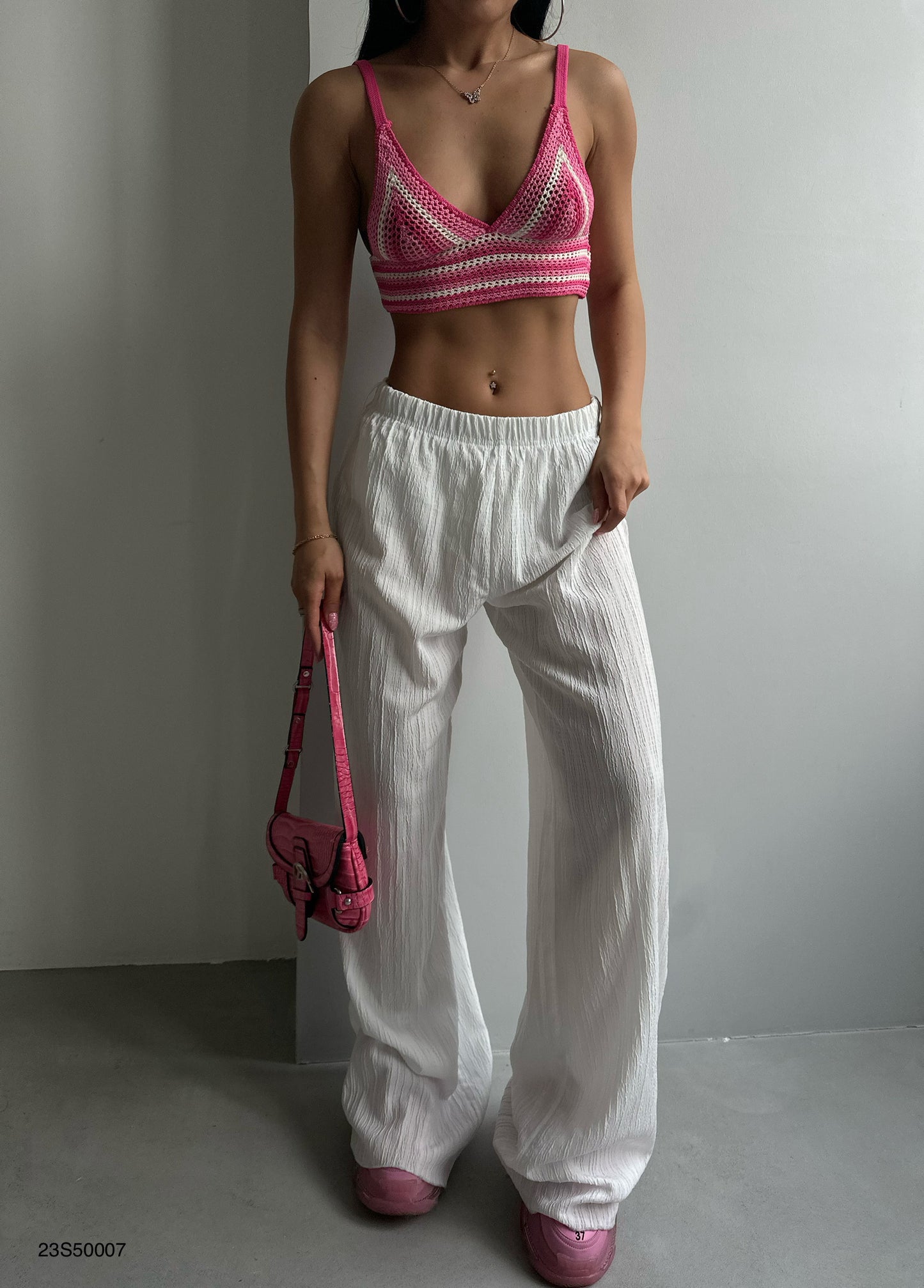 435 - Crop top mailles rose