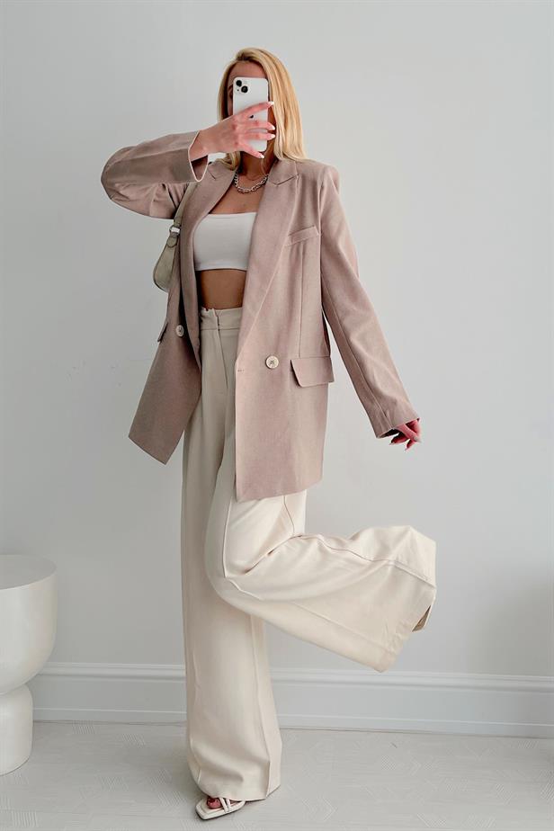 Blazer lin marron