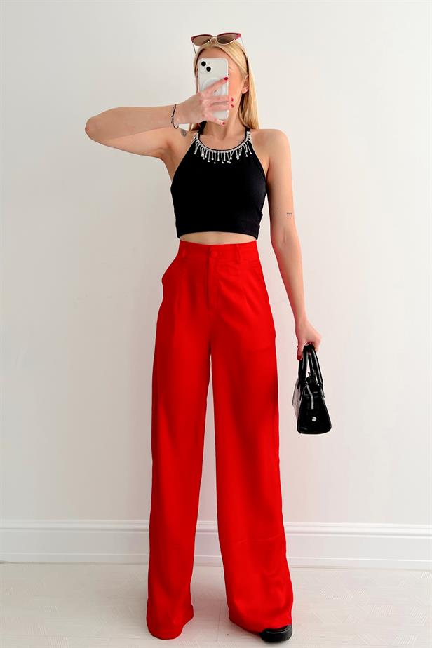 Crop top noir bijoux