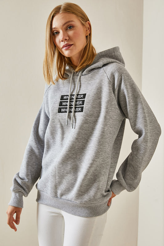 414 - Sweat gris à capuche