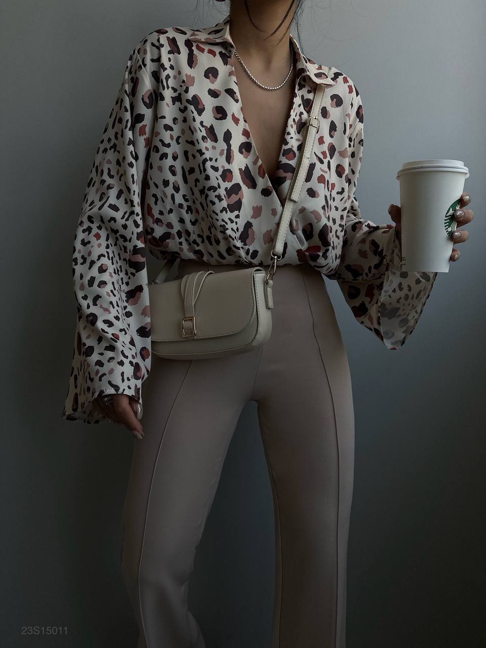 Chemisier léopard beige