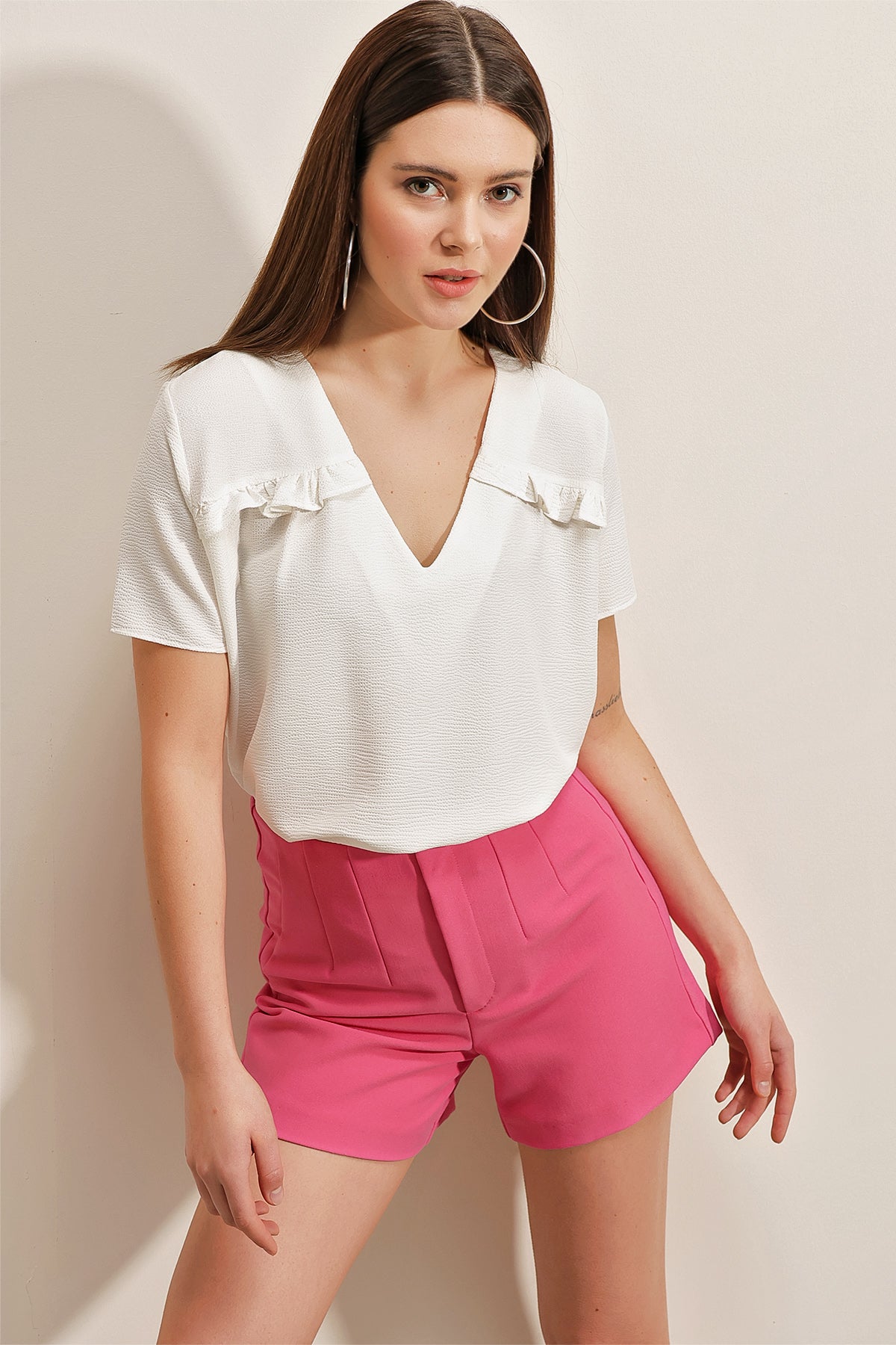 Blouse blanche à volants