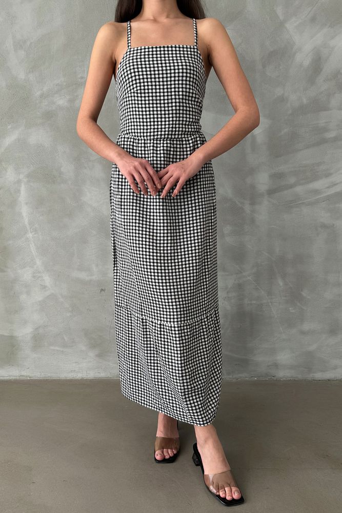 Robe longue à carreaux