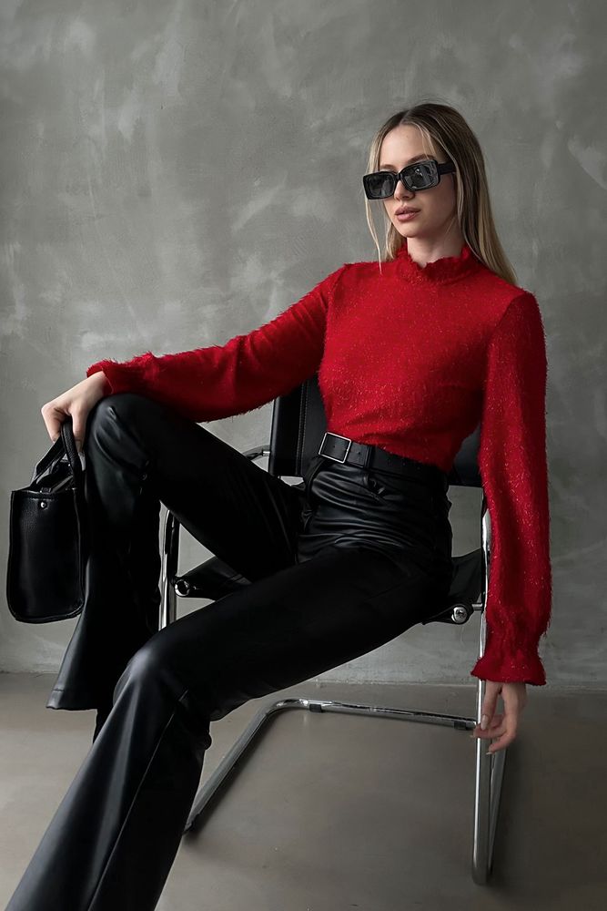 Blouse rouge poils