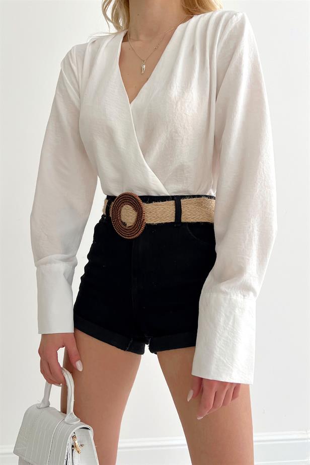 Chemise cache coeur blanche