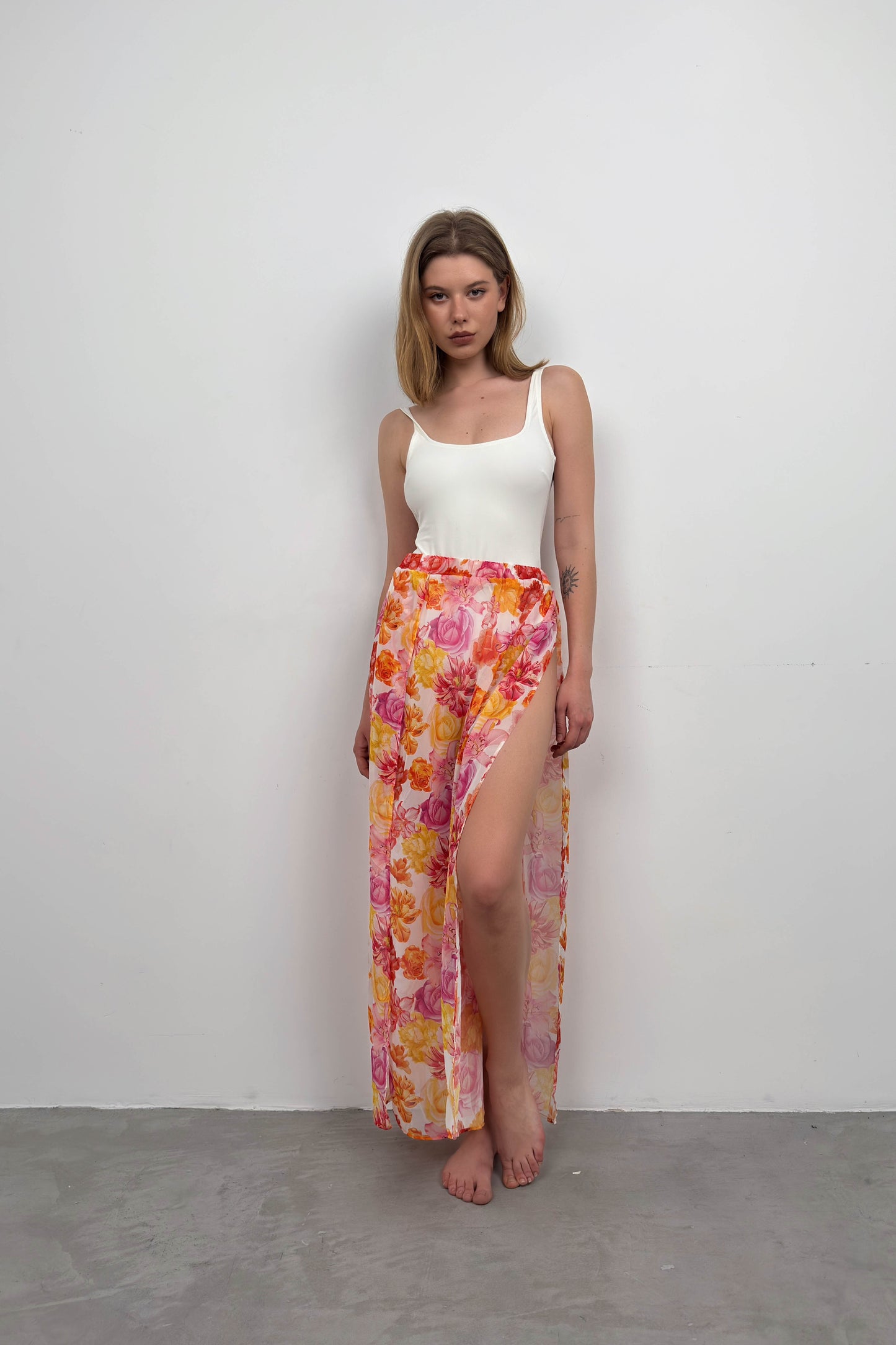 412 - Paréo rose multicolor
