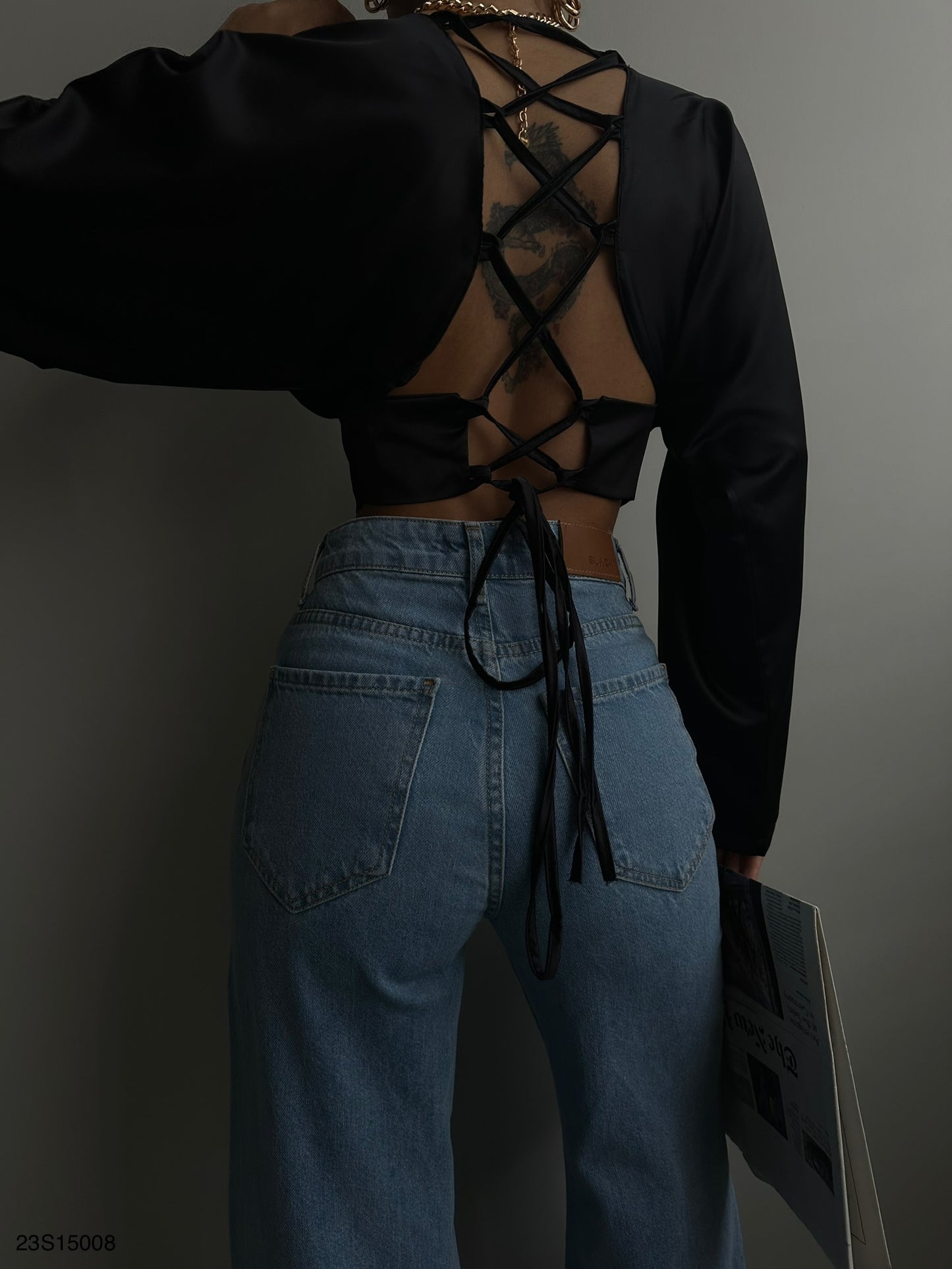 Chemisier satin noir
