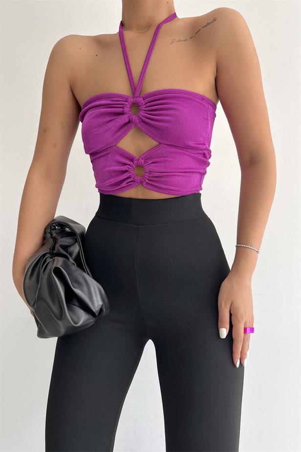 Crop top violet anneaux