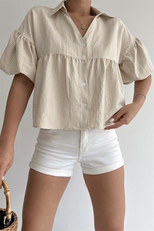 Chemisier imprimé beige
