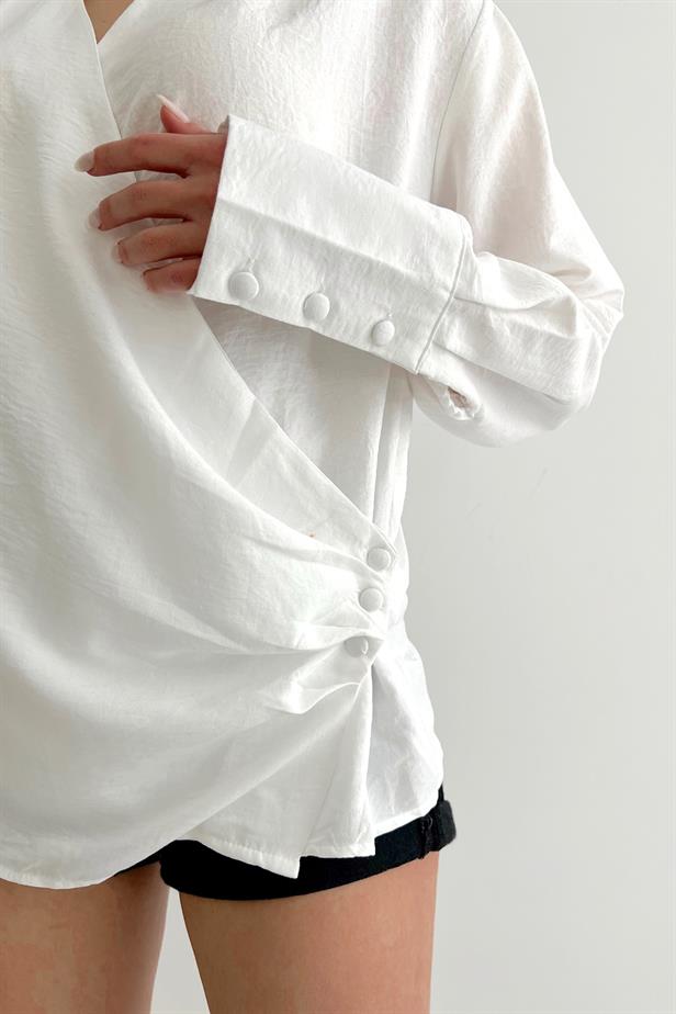 Chemise cache coeur blanche