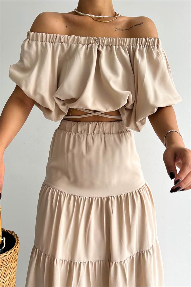 Ensemble beige jupe+haut