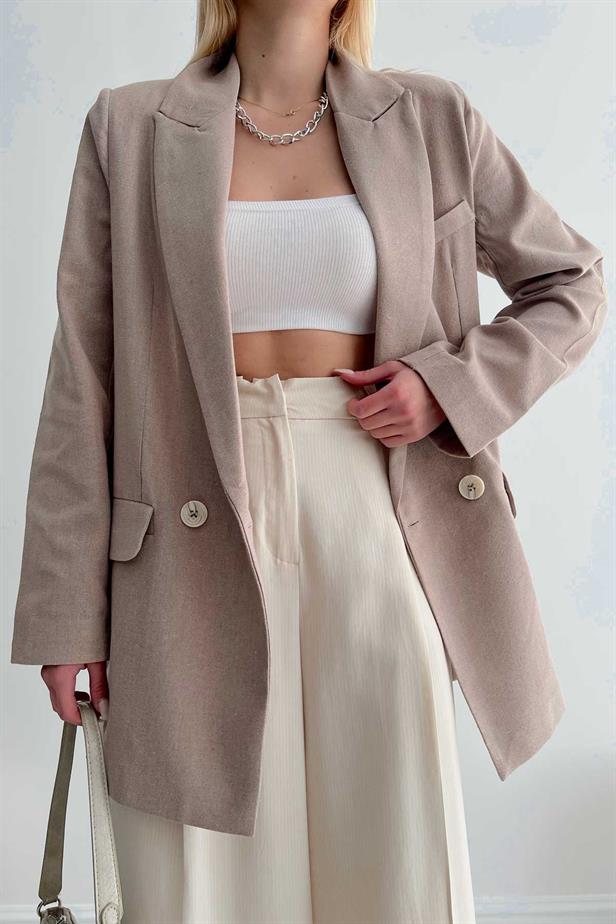 Blazer lin marron