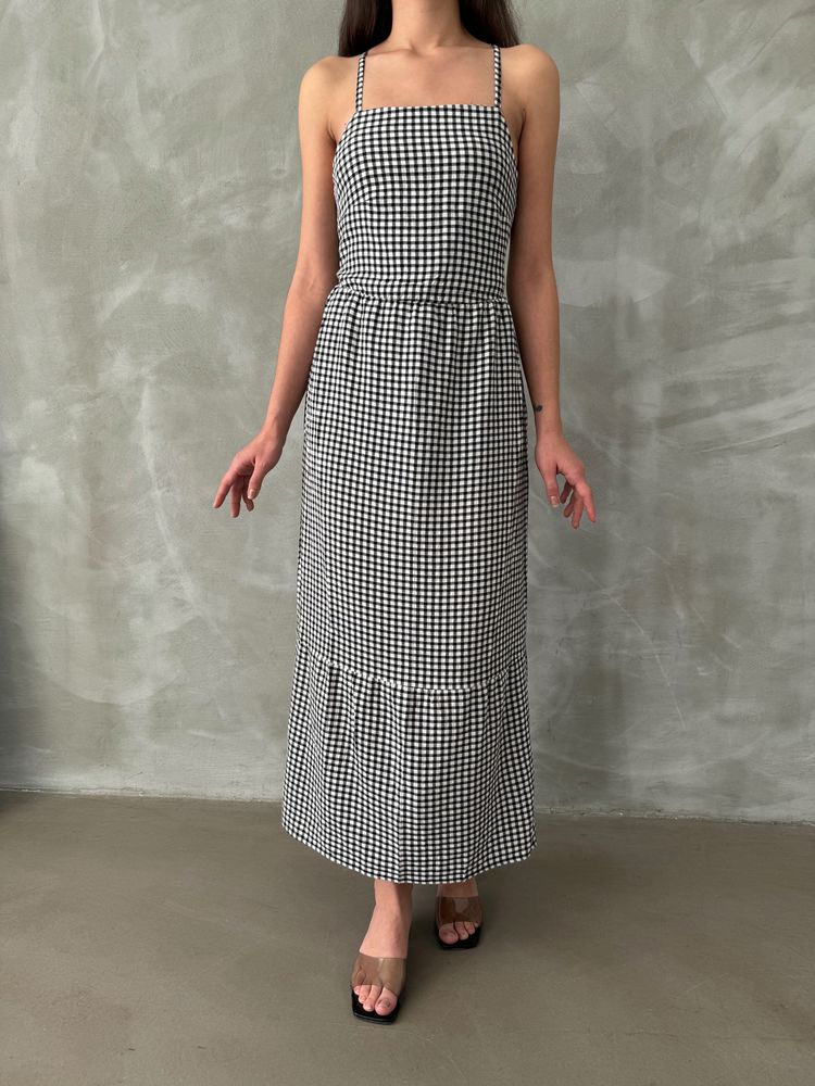 Robe longue à carreaux