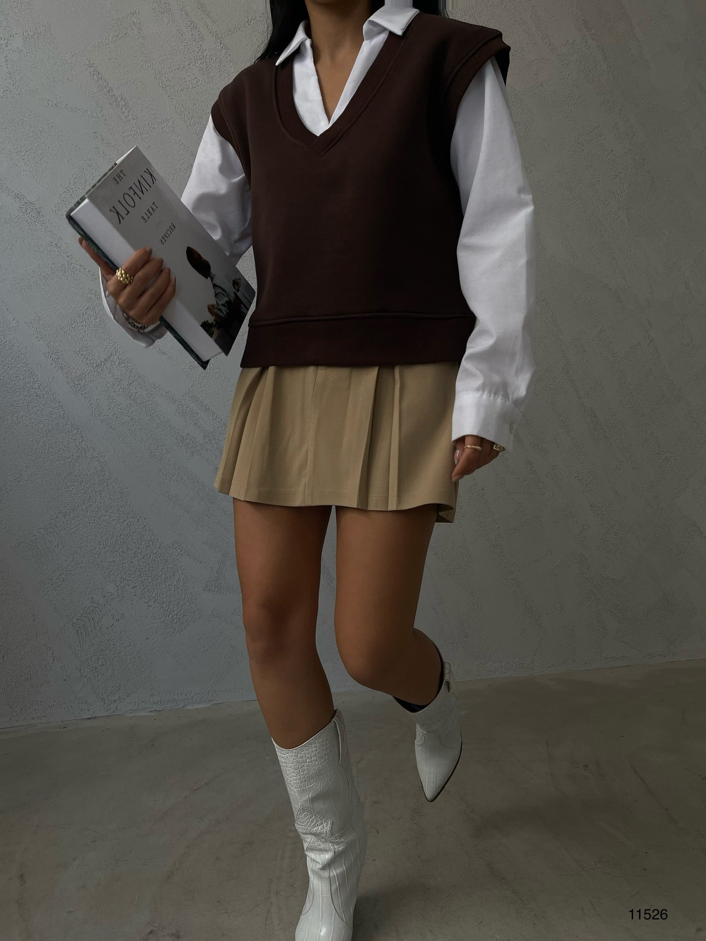 Pull sans manches marron