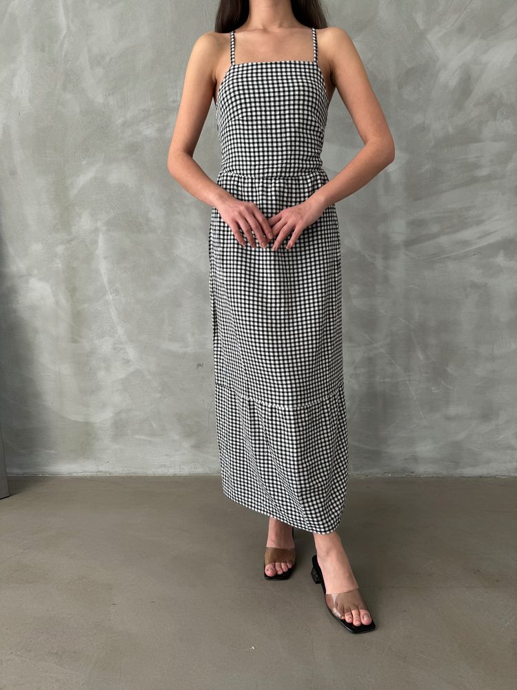 Robe longue à carreaux