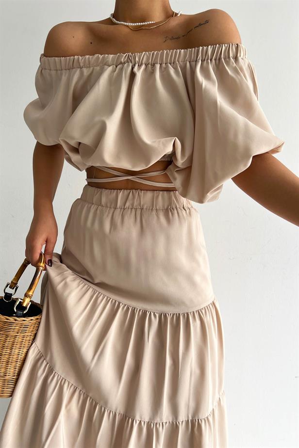 Ensemble beige jupe+haut