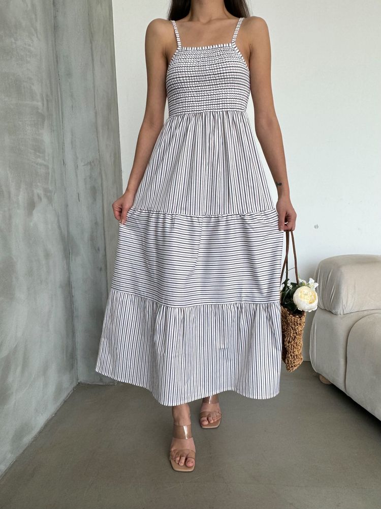 Robe longue imprimé beige / gris