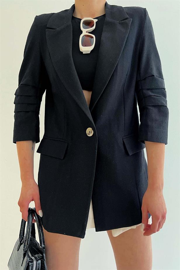 Blazer lin noir