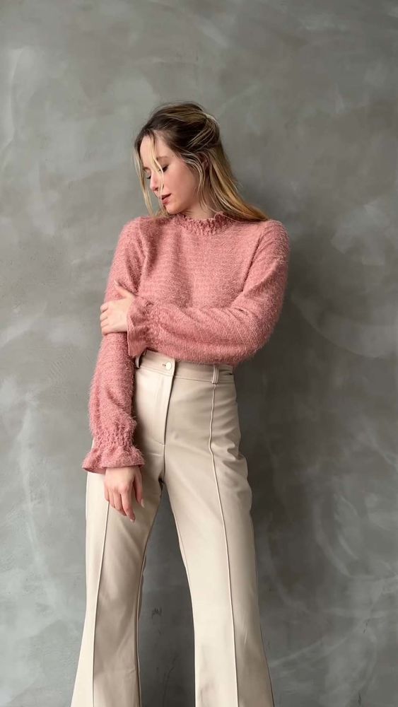 Blouse rose poils