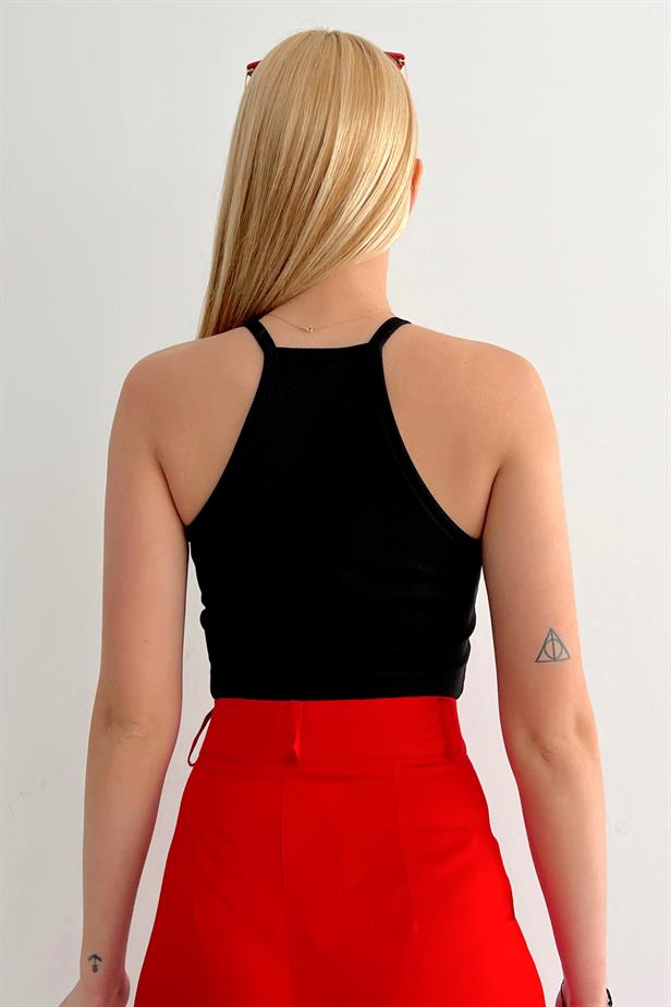 Crop top noir bijoux
