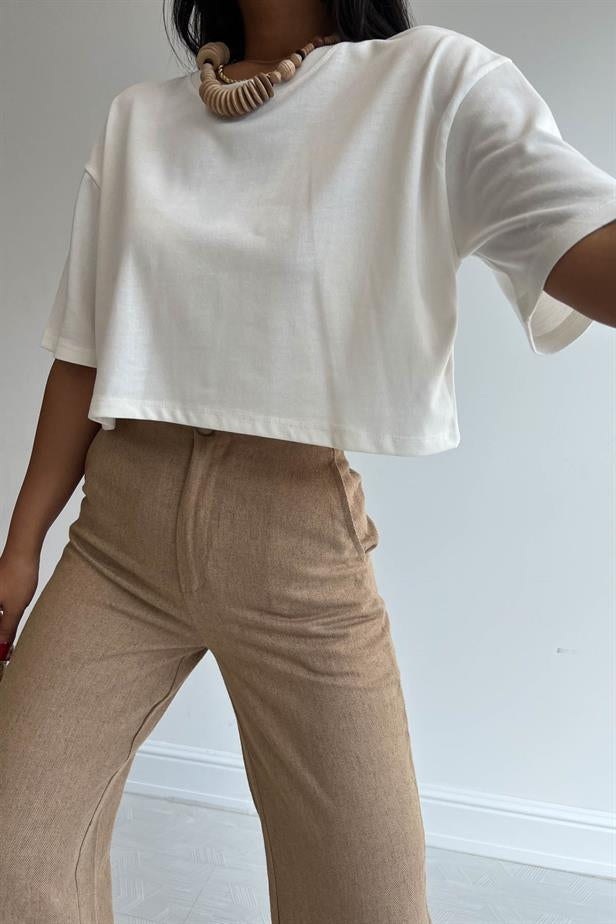 Tee-shirt blanc court