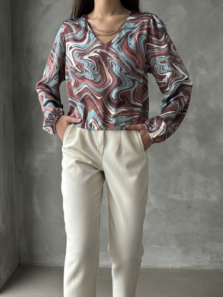 Chemisier satin imprimé marbré