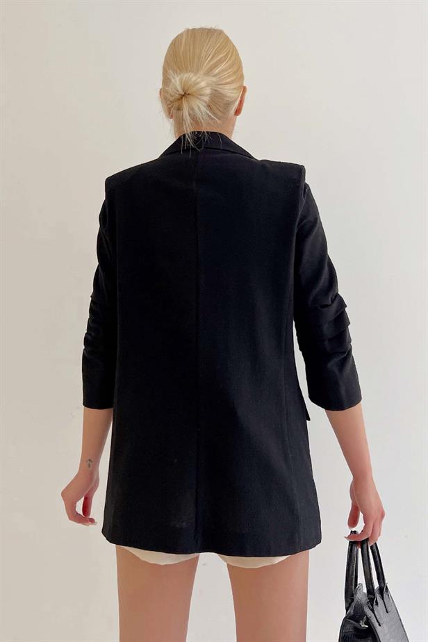 Blazer lin noir