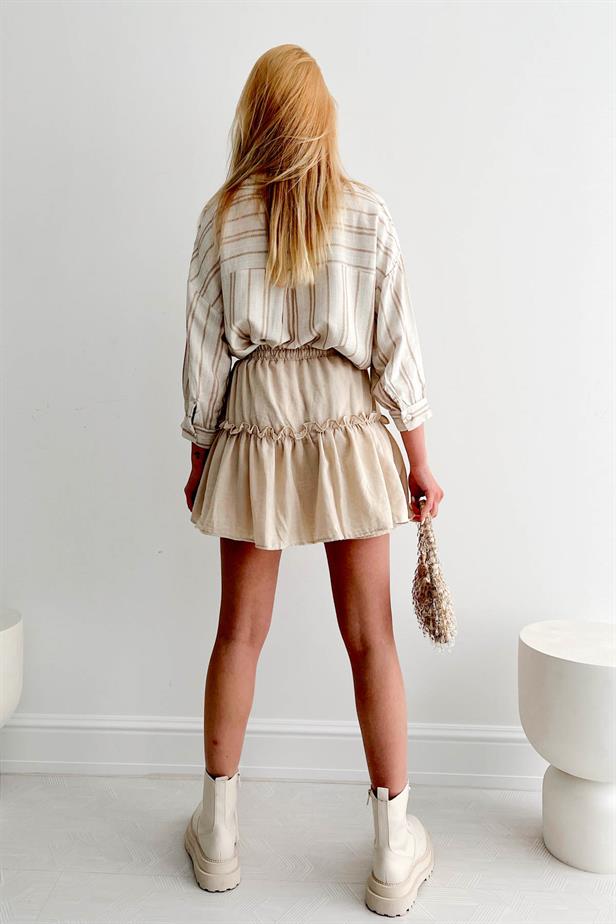 Jupe-short lin beige