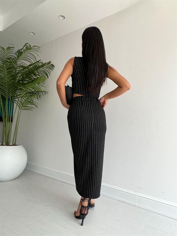 Jupe noire rayée