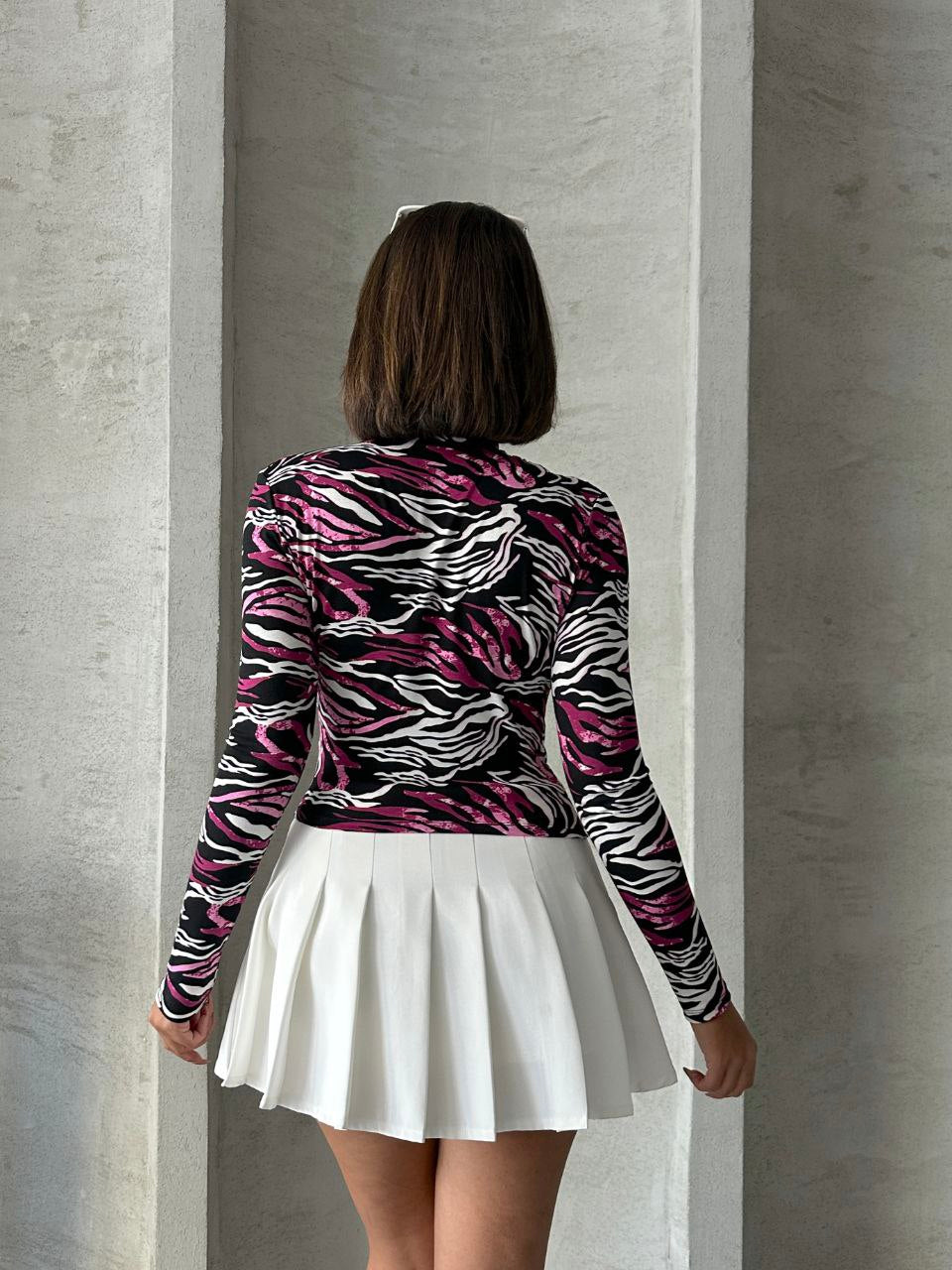 583 - Blouse à motifs rose