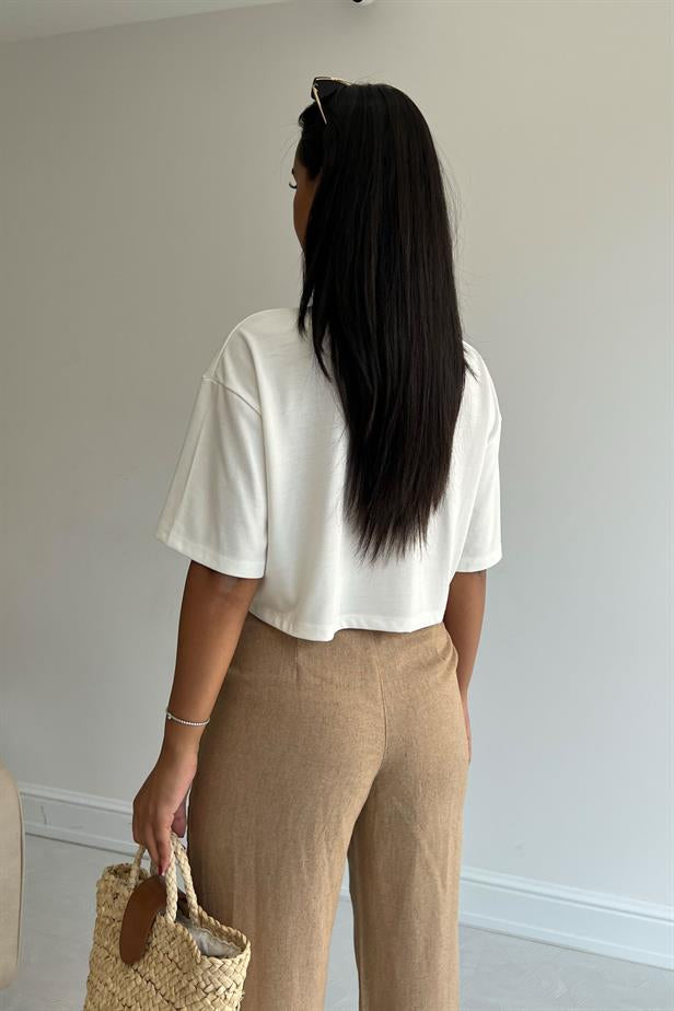 Tee-shirt blanc court