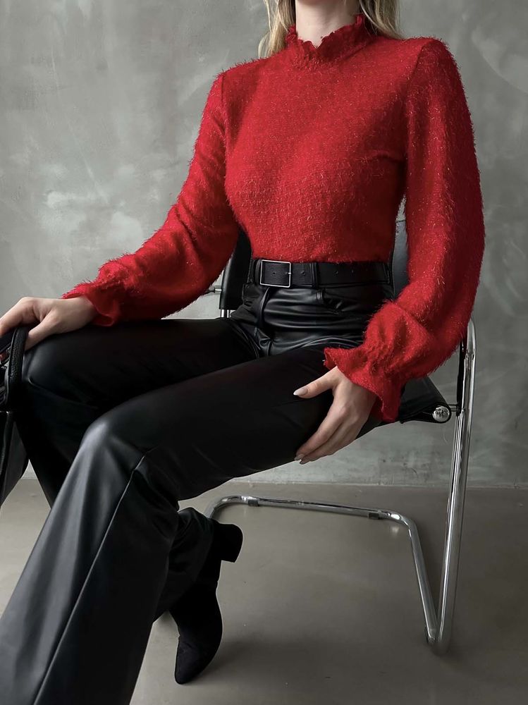Blouse rouge poils