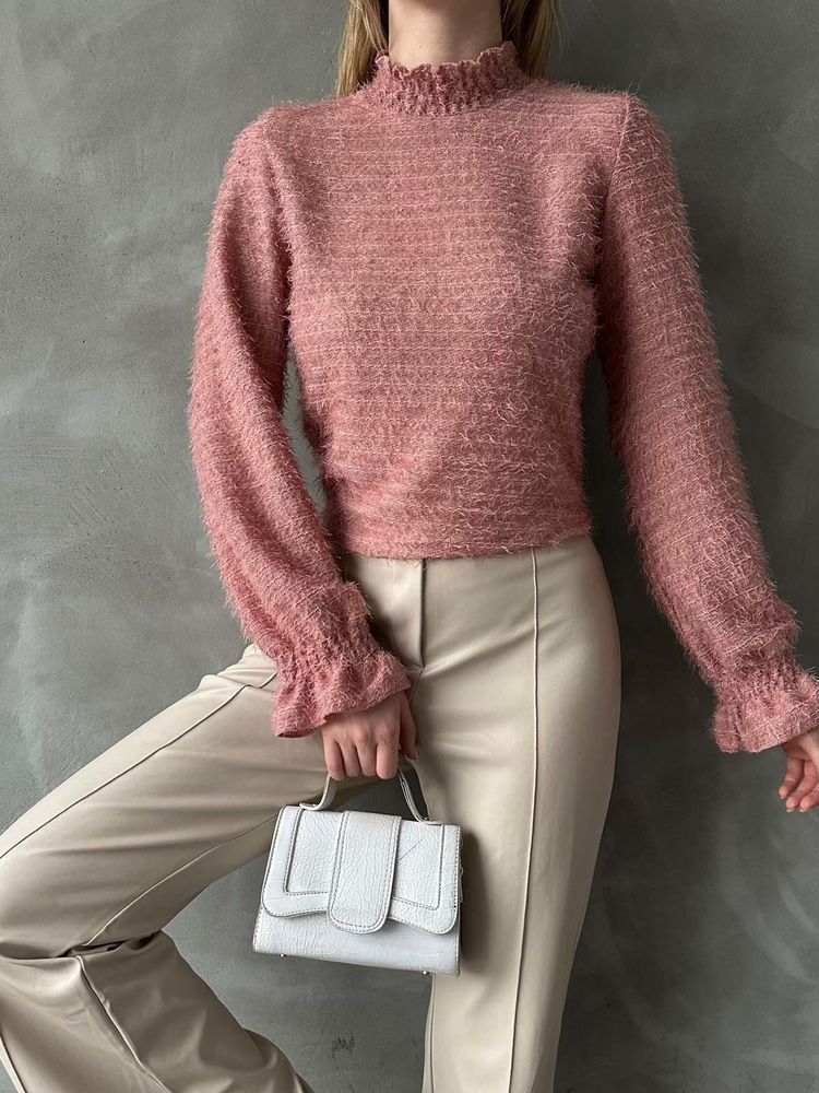 Blouse rose poils