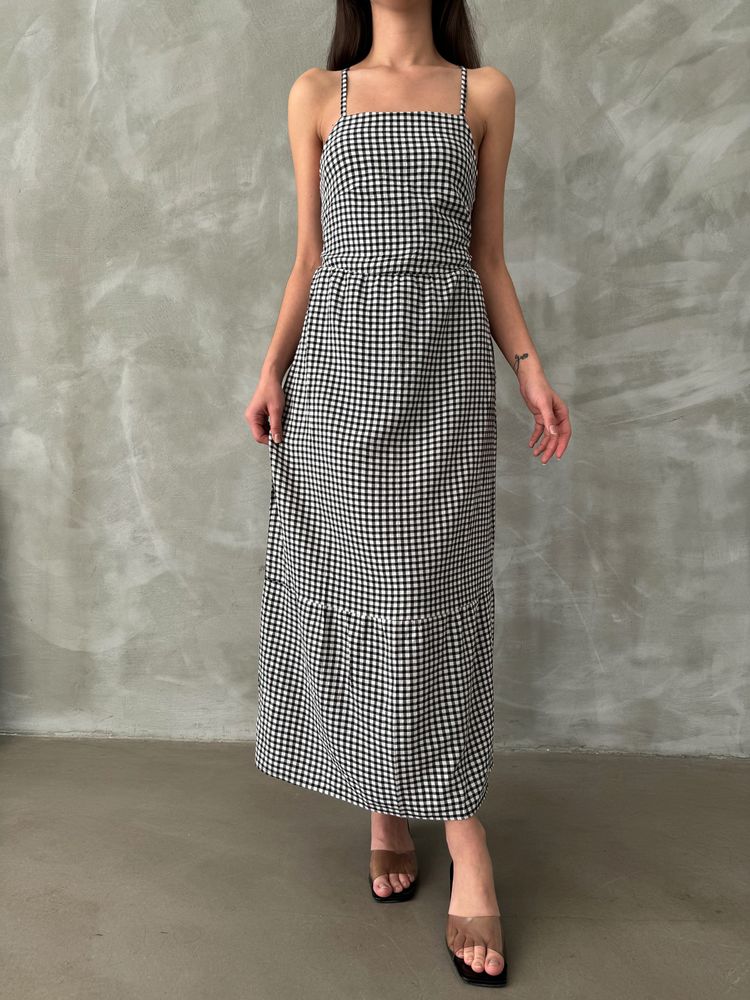 Robe longue à carreaux