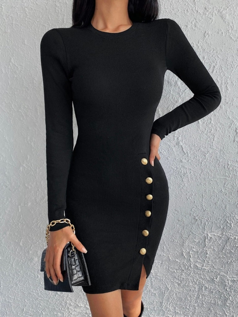 Robe pull noire fendue