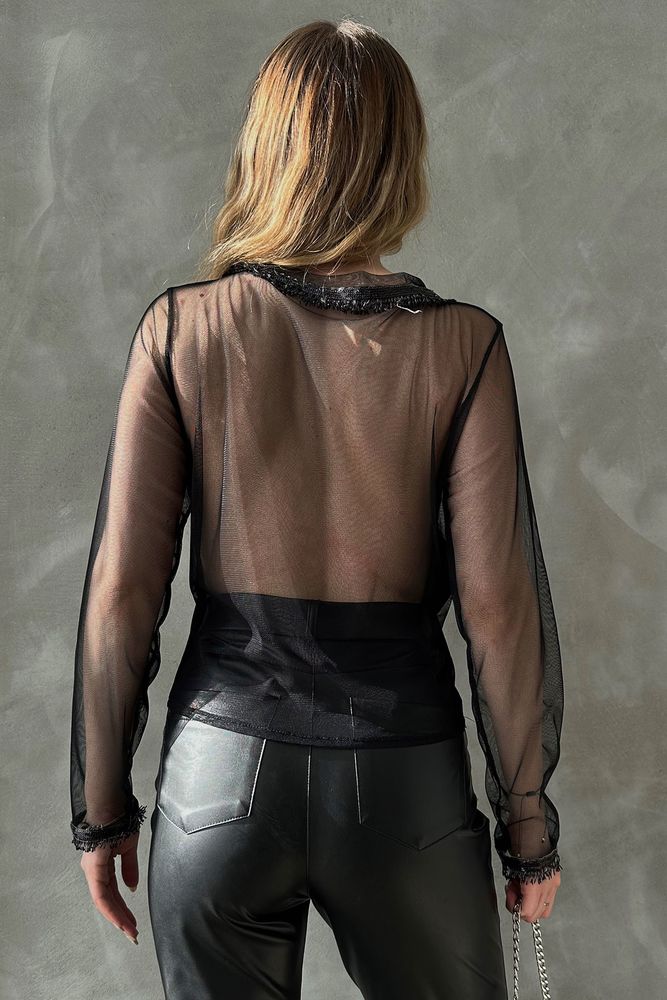 Blouse tulle noire