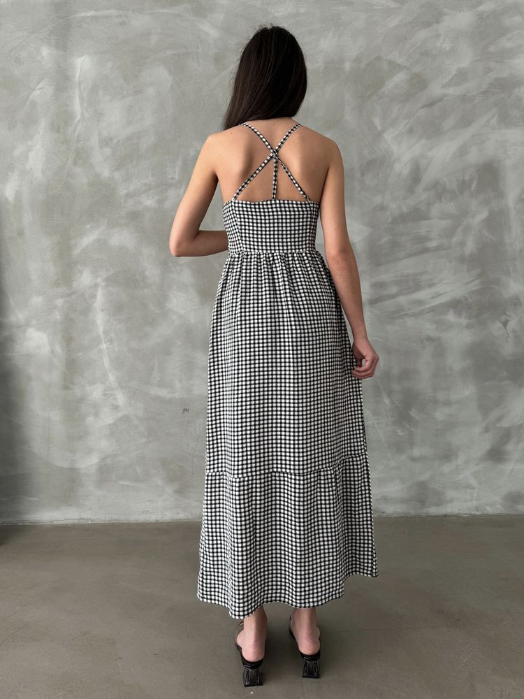 Robe longue à carreaux