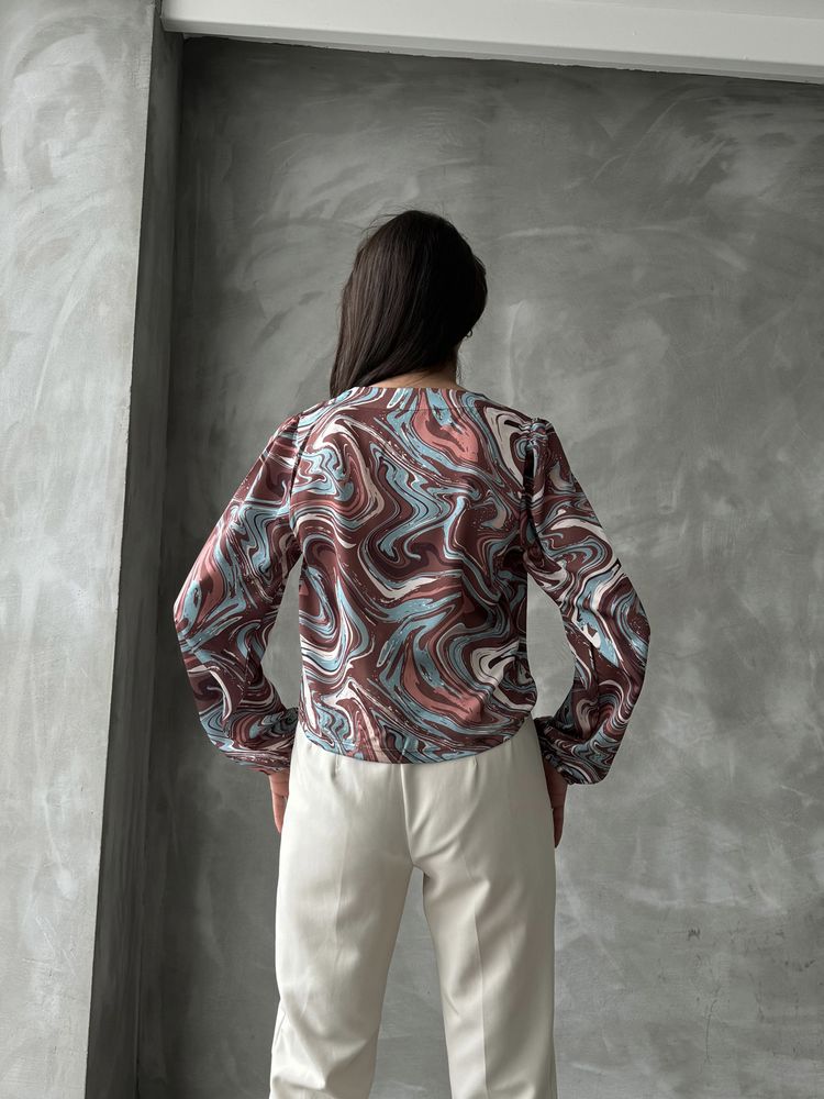Chemisier satin imprimé marbré