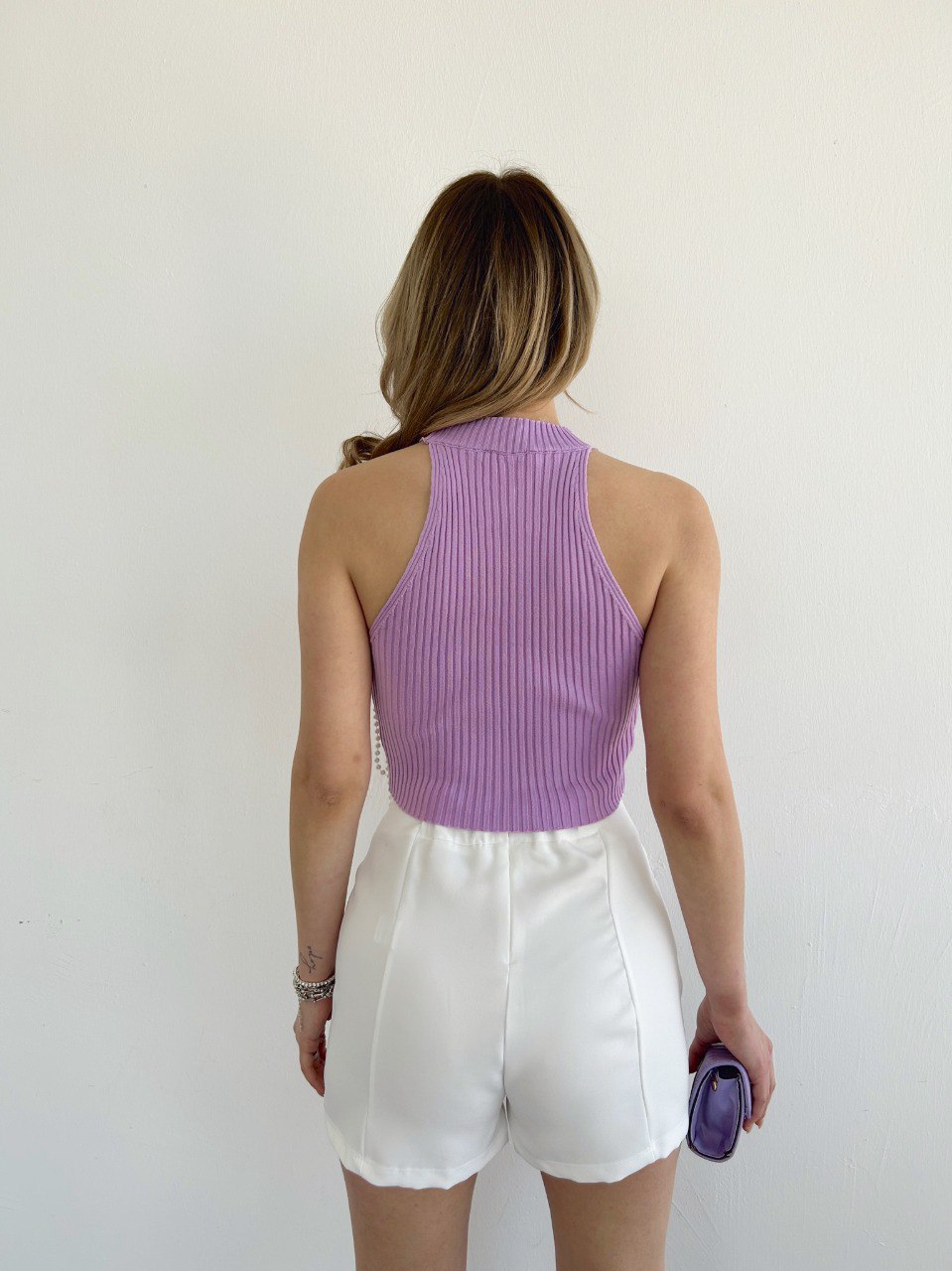 Crop top lilas perles