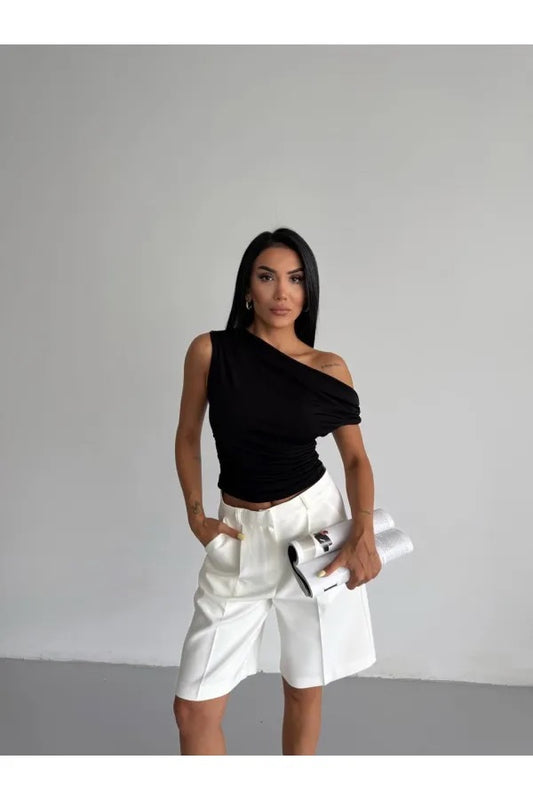 627 - Tee-shirt asymétrique noir