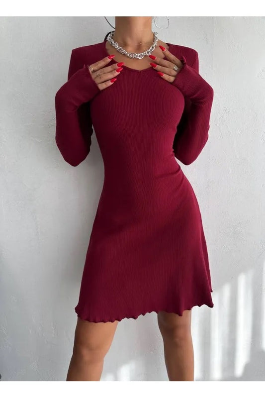 622 - Robe mailles bordeaux