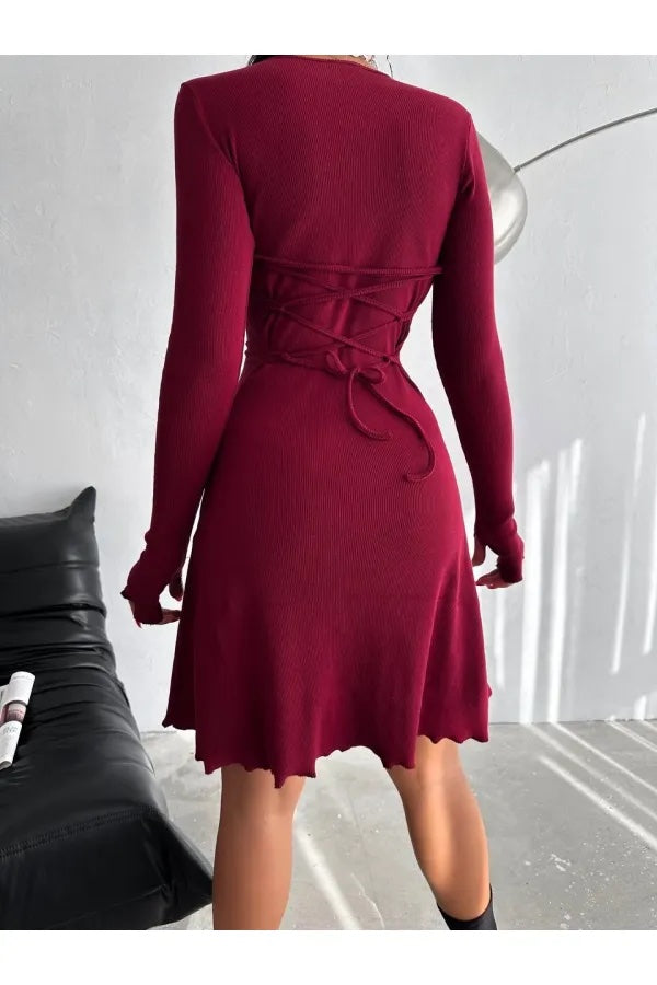 622 - Robe mailles bordeaux