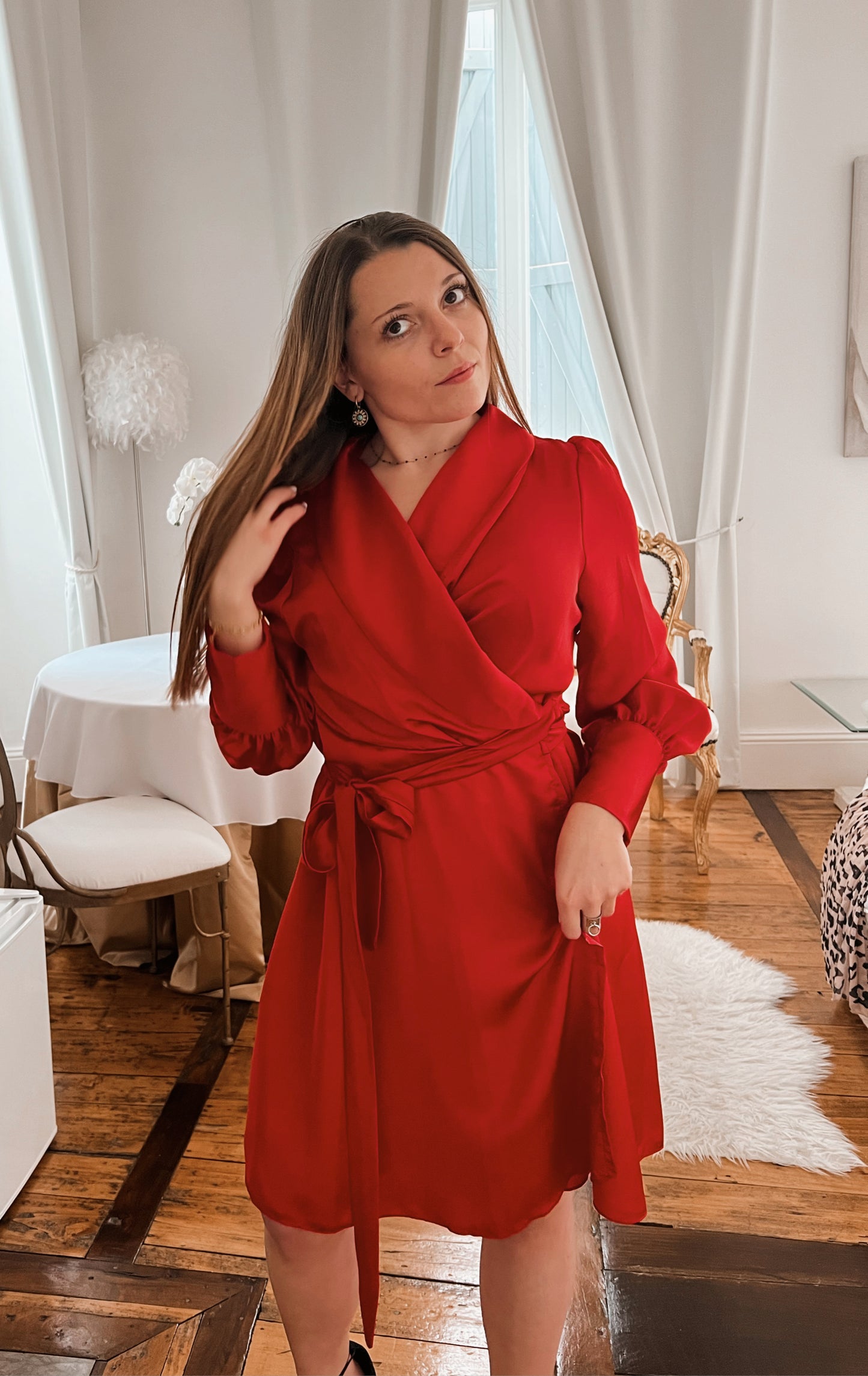 Robe satinée Lina rouge