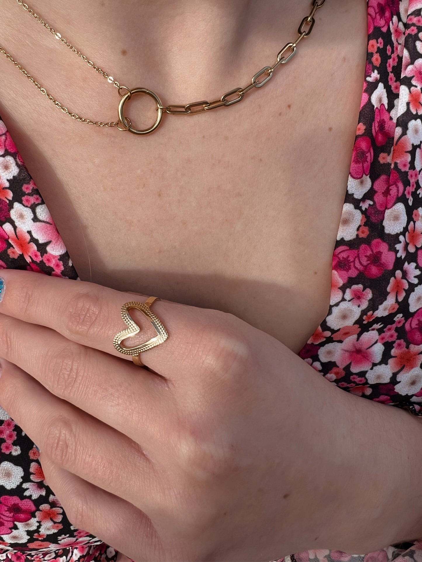 Bague acier coeur