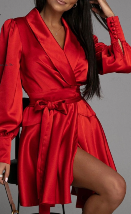 Robe satinée Lina rouge