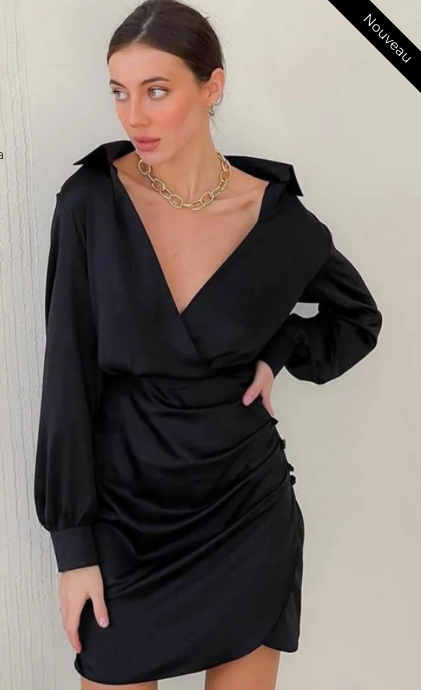 Robe blazer satin Kayla noire