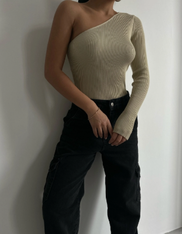 Top beige asymétrique Aloïse