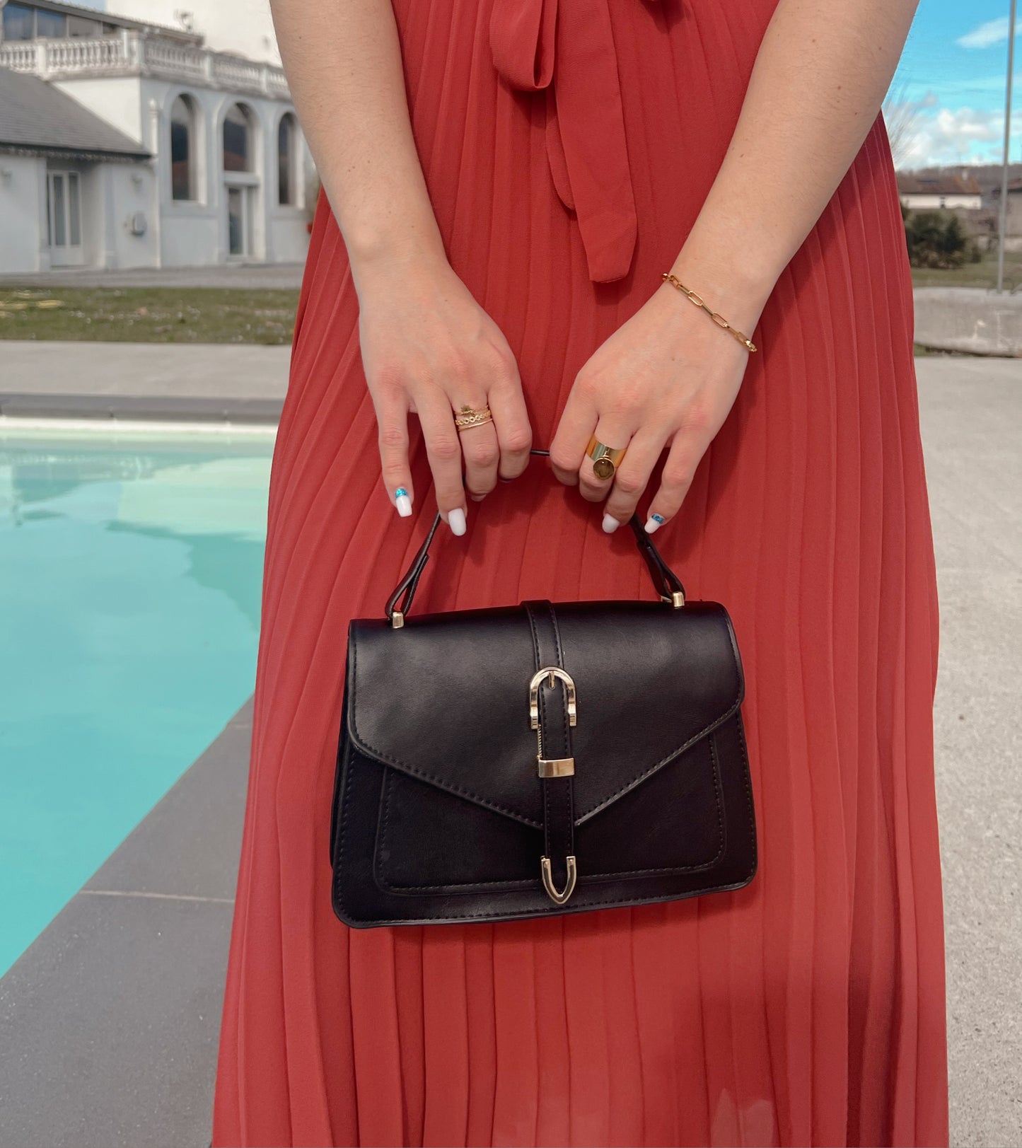 Sac cartable noir et doré