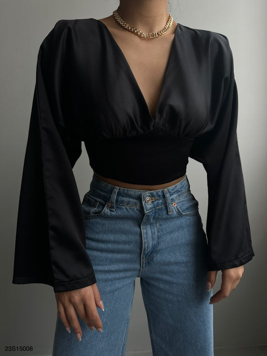 Chemisier satin noir