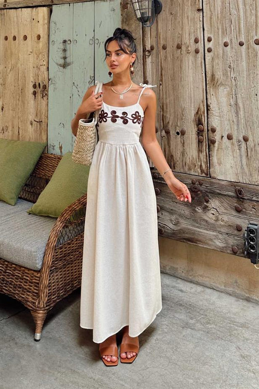 Robe longue brodée